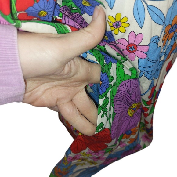 H&M Bright Colorful 60's Style Floral Print Shoulder Flutter Sleeve Dress 6 - Picture 5 of 7